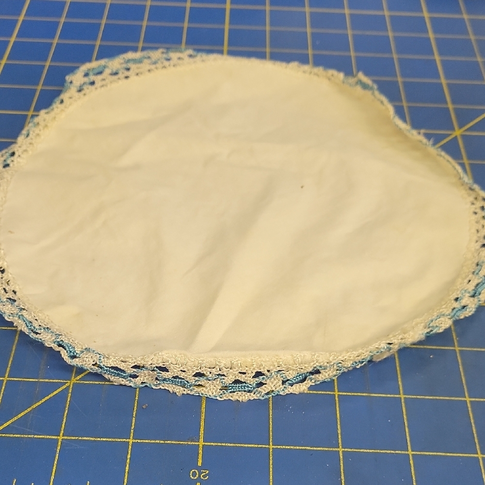 Vintage Lace Round Blue Embroided 10" Doily